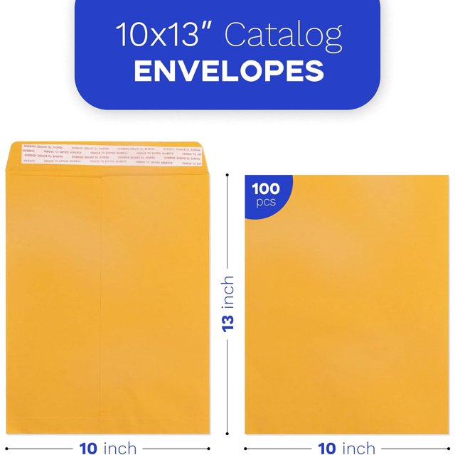 TRAHOO10x13 Catalog Envelopes Self Seal 100 Pack, 80GSM Paper Yellow