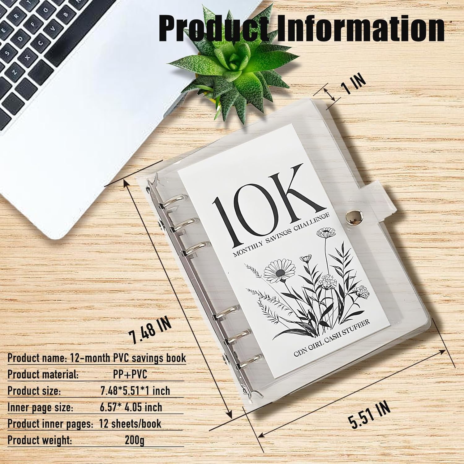 TRAHOO12Month Money Saving Challenge Binder with Cash Envelopes