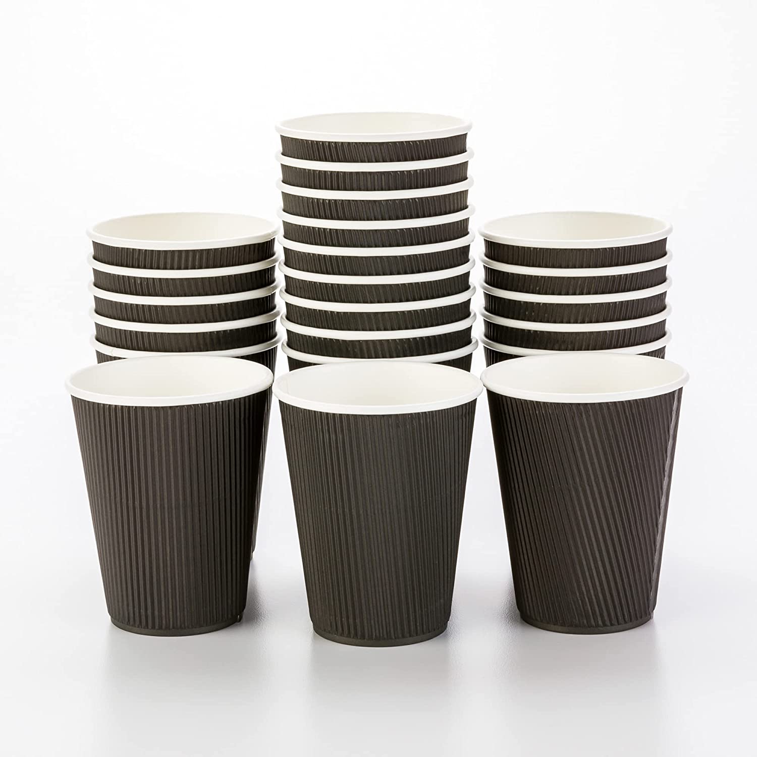 TRAHOO12 Ounce Paper Coffee Cups 25 Ripple Disposable Paper Cups