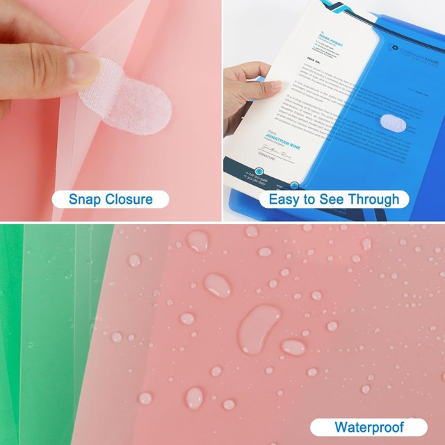 TRAHOO12Pack Plastic Envelopes, Plastic Folders for Document Fit US