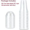 TRAHOO12 oz Clear Plastic Cups with Dome Lids (100 Sets) PET