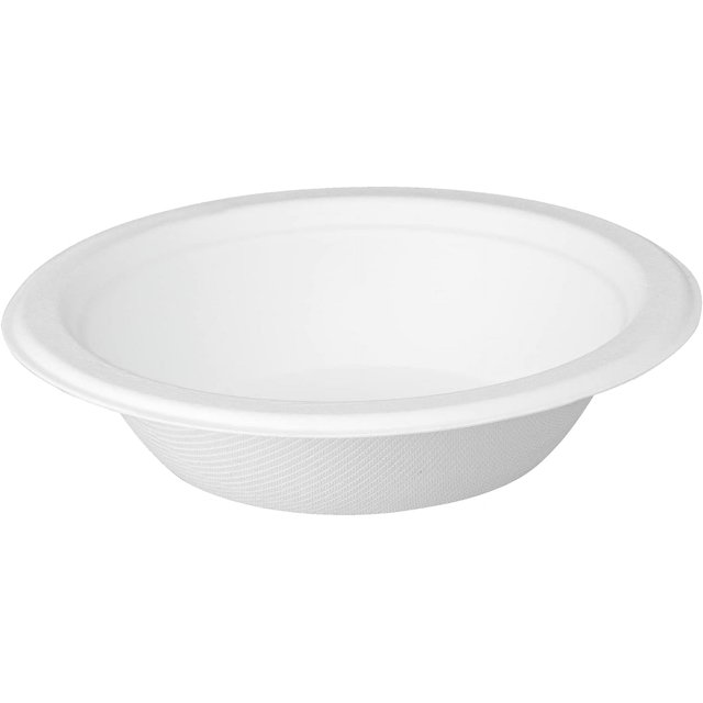 TRAHOO[125 Pack 100 Compostable White Paper Bowls,12 oz. HeavyDuty