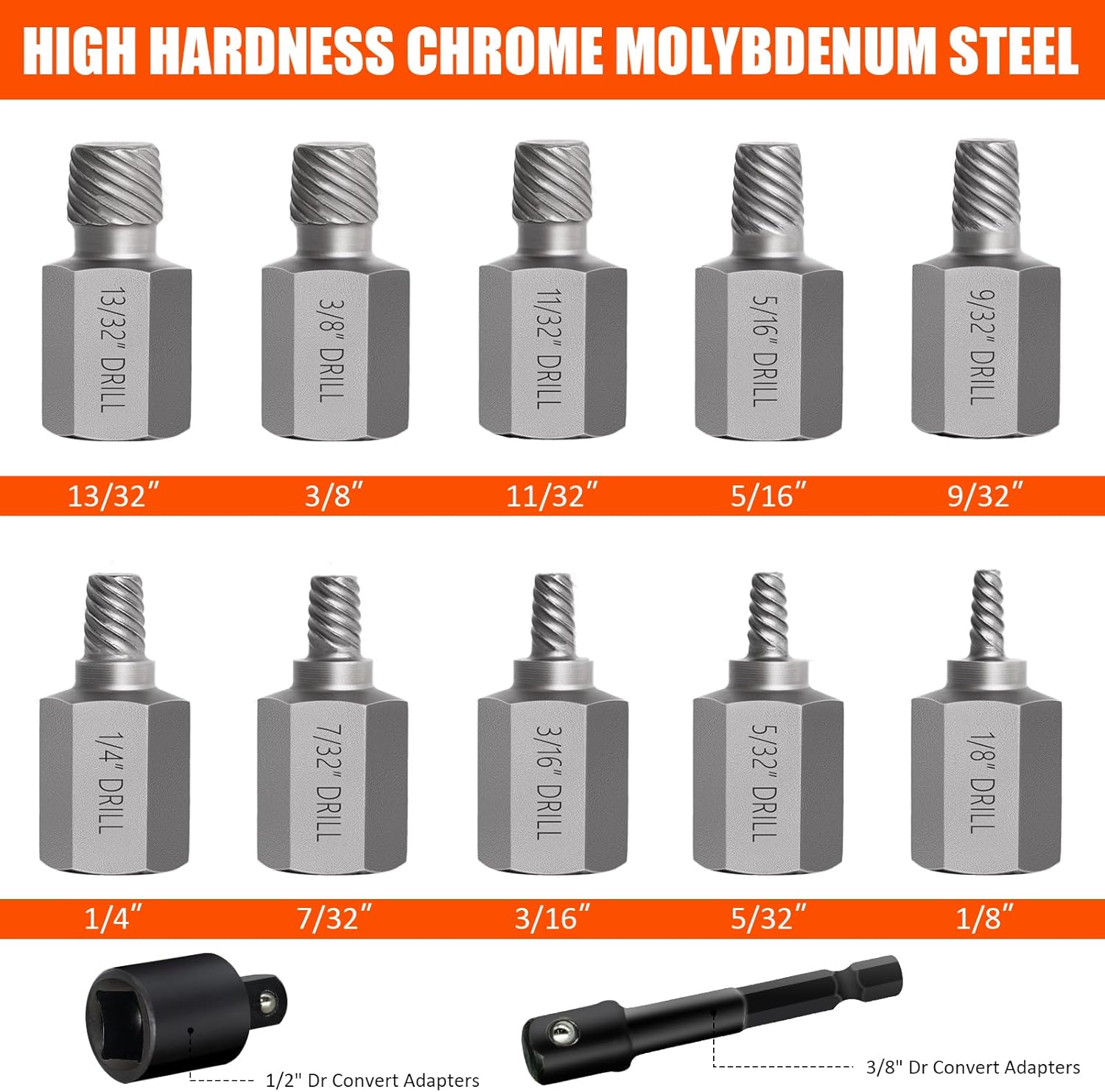 TRAHOO12Pcs Screw Extractor Set, Easy Out Bolt Extractor Kit with