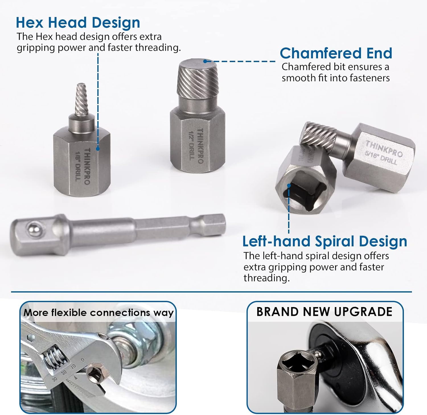 TRAHOO14PCS Screw Extractor Set, Easy Out Bolt Extractor kit with 3/8