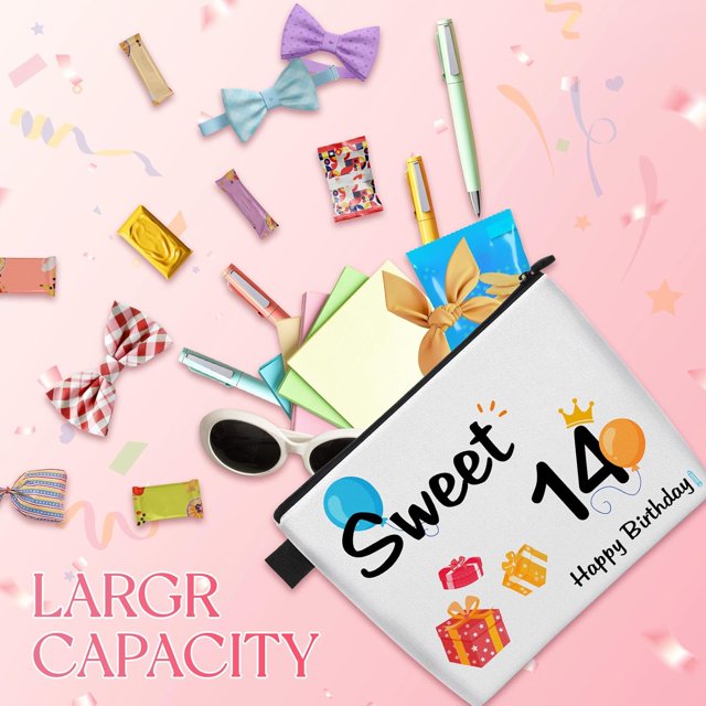 TRAHOO14th Birthday Gifts for Girls, Makeup Bag for Girls Daughter