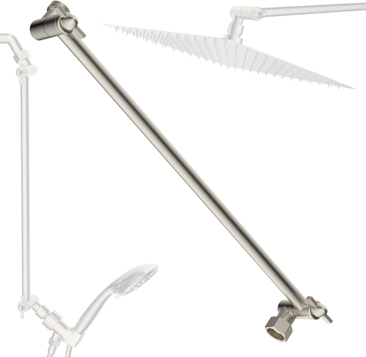 TRAHOO16 Inch Solid Brass Adjustable Shower Head Extension Arm, Extra