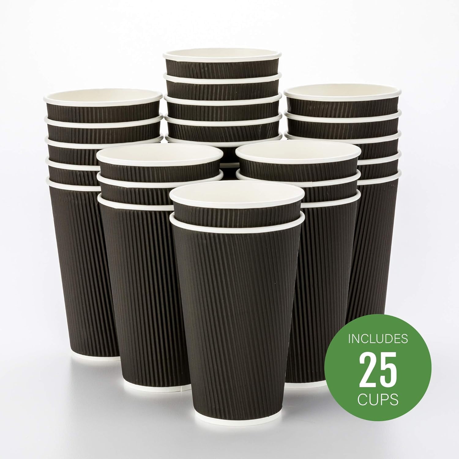 TRAHOO16 Ounce Paper Coffee Cups 25 Ripple Disposable Paper Cups