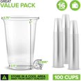 TRAHOO16 oz Clear Commercially Compostable Cold Cups (100 Pack) Plant
