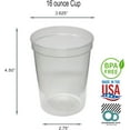 TRAHOO16 oz. Reusable Plastic Stadium Cups, 8 Pack, Made in USA, BPA