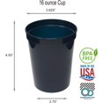 TRAHOO16 oz. Reusable Plastic Stadium Cups, 8 Pack, Made in USA, BPA