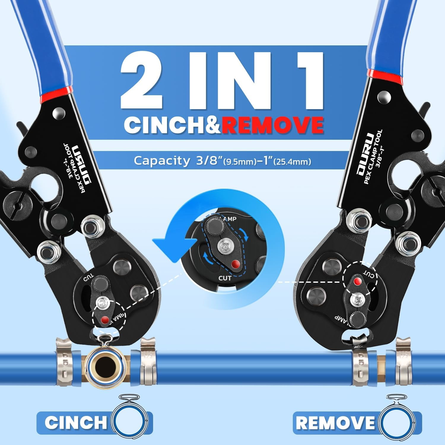 TRAHOO2 IN 1 Pex Crimping Tool Cinch and Remove Combo Function Pex