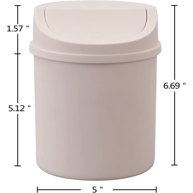 TRAHOO2 L Plastic Mini Desktop Trash Can with Swing Lid, Tiny Swing