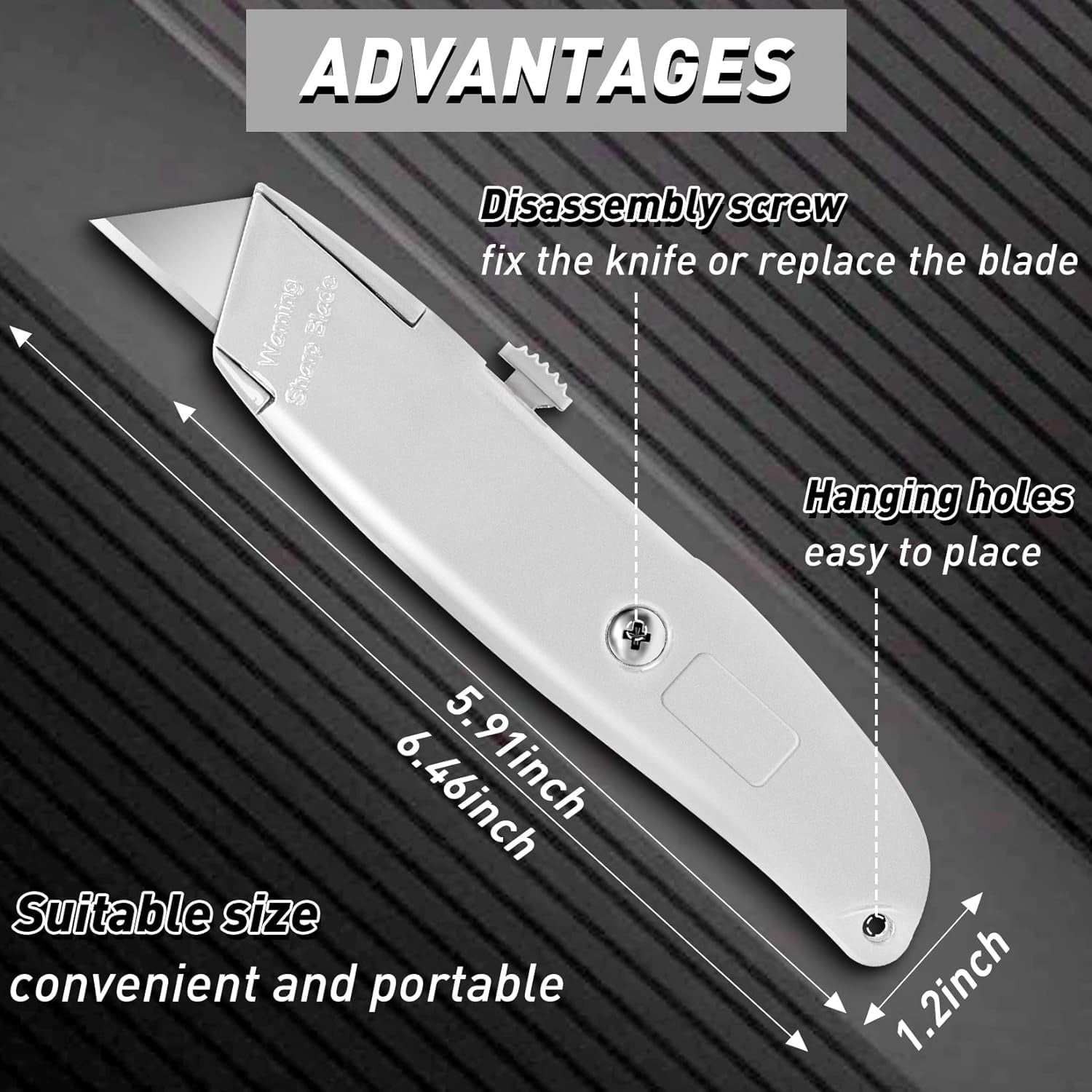 TRAHOO2 Pack Box Cutter Practical Utility Knife Retractable, Ergonomic