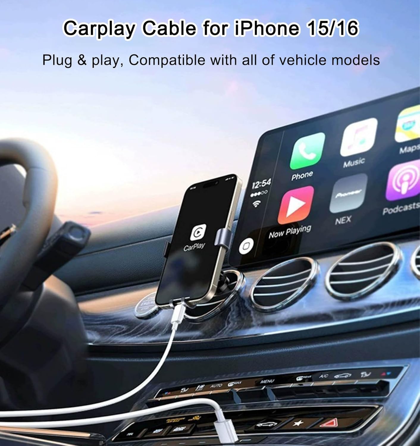 TRAHOO2 Pack Car Carplay Cable Adapter for iPhone 15/16 Car Charger