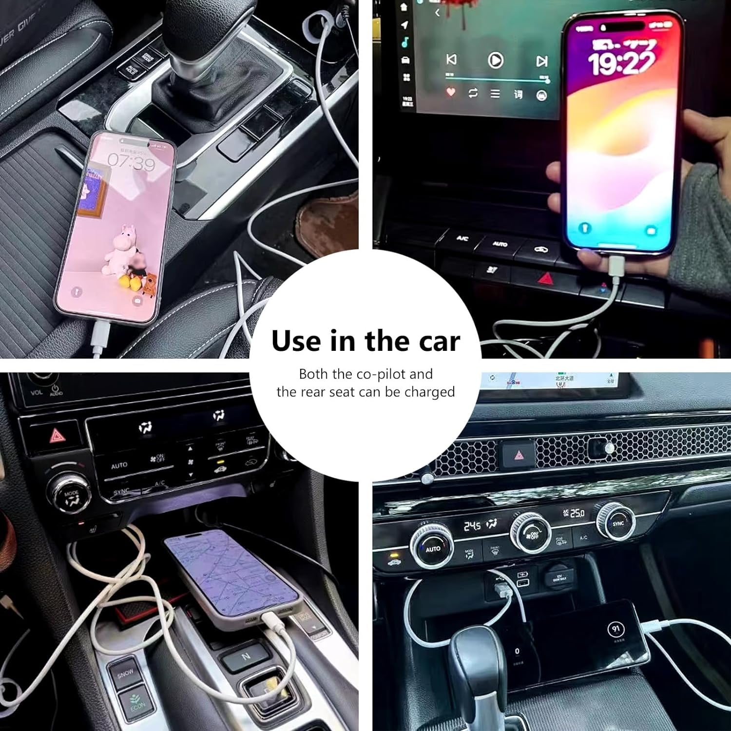 TRAHOO2 Pack Car Carplay Cable for iPhone 16 15 USB A to USB C Cable