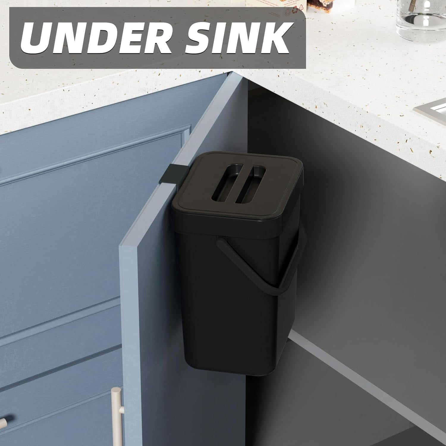 TRAHOO2 Pack Kitchen Trash Can with Lid, Outdoor Dog Waste Trash Can