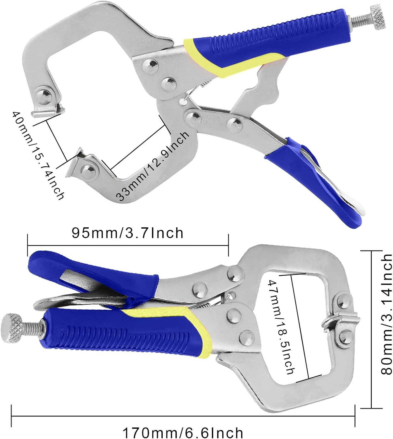 TRAHOO2 Pack Locking CClamp Set 6 Inch Pliers Tool for Welding