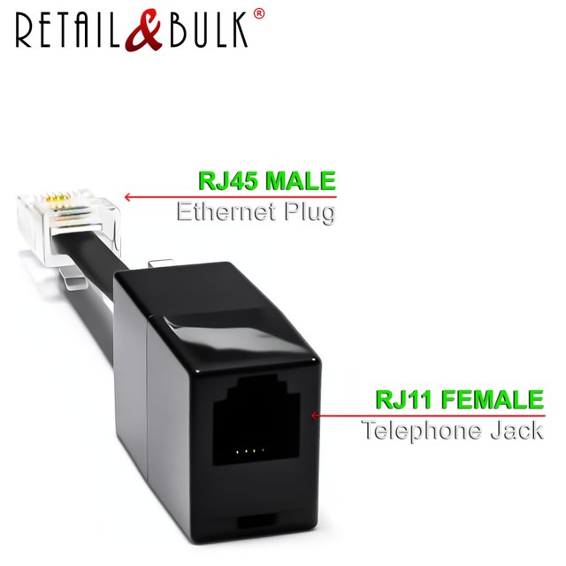 TRAHOO(2 Pack) Phone Line to Adapter RJ11 Female to RJ45 Male