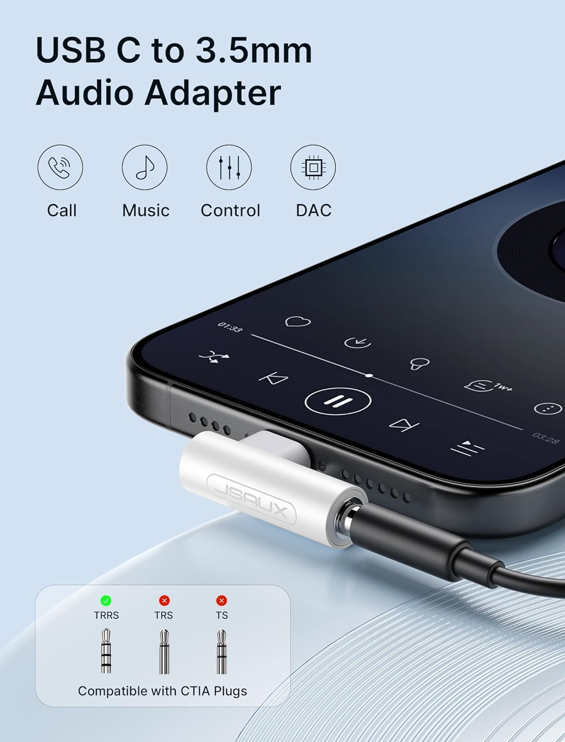 TRAHOO2 Pack Right Angle USB C to 3.5mm Audio Adapter, Type C to Aux