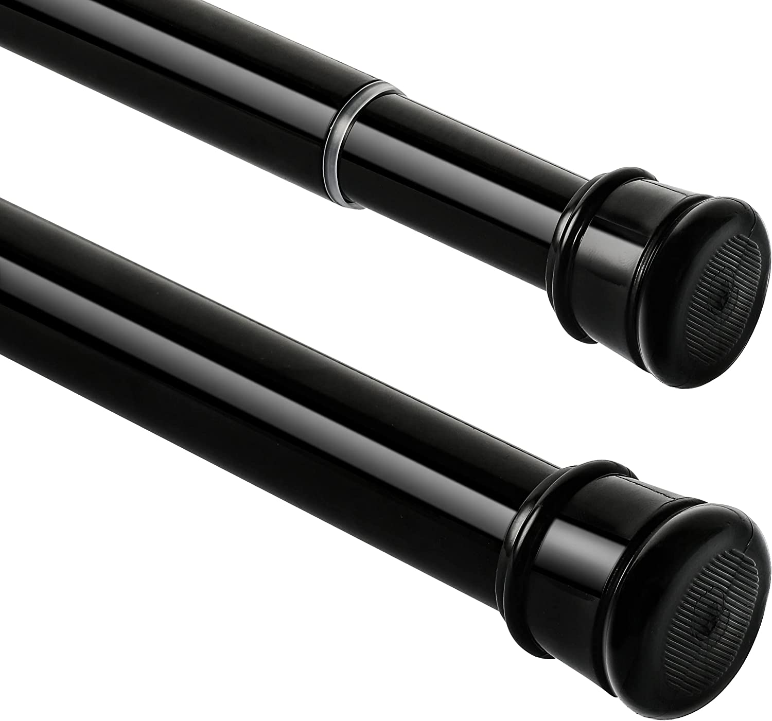 Adjustable Tension Shower Curtain Rod 28-192 Inch | No Drilling, No Tools | Strong 1 Inch Diameter Steel | Rustproof (Black) - View #7
