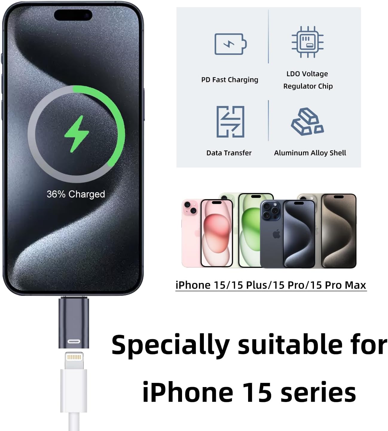 TRAHOO2 Pack USBC Male to Lightning Female Adapter, USB Type C to