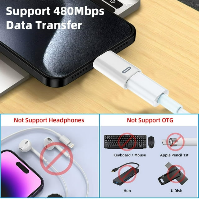 TRAHOO2 Pack USBC Male to Lightning Female PD Fast Charging Adapter