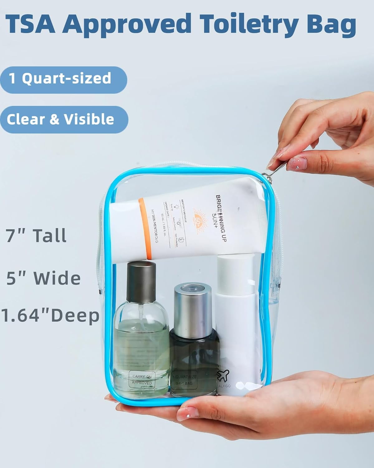 TRAHOO2 Packing Cubes Airline Approved Liquids Bag 1 Quart Clear