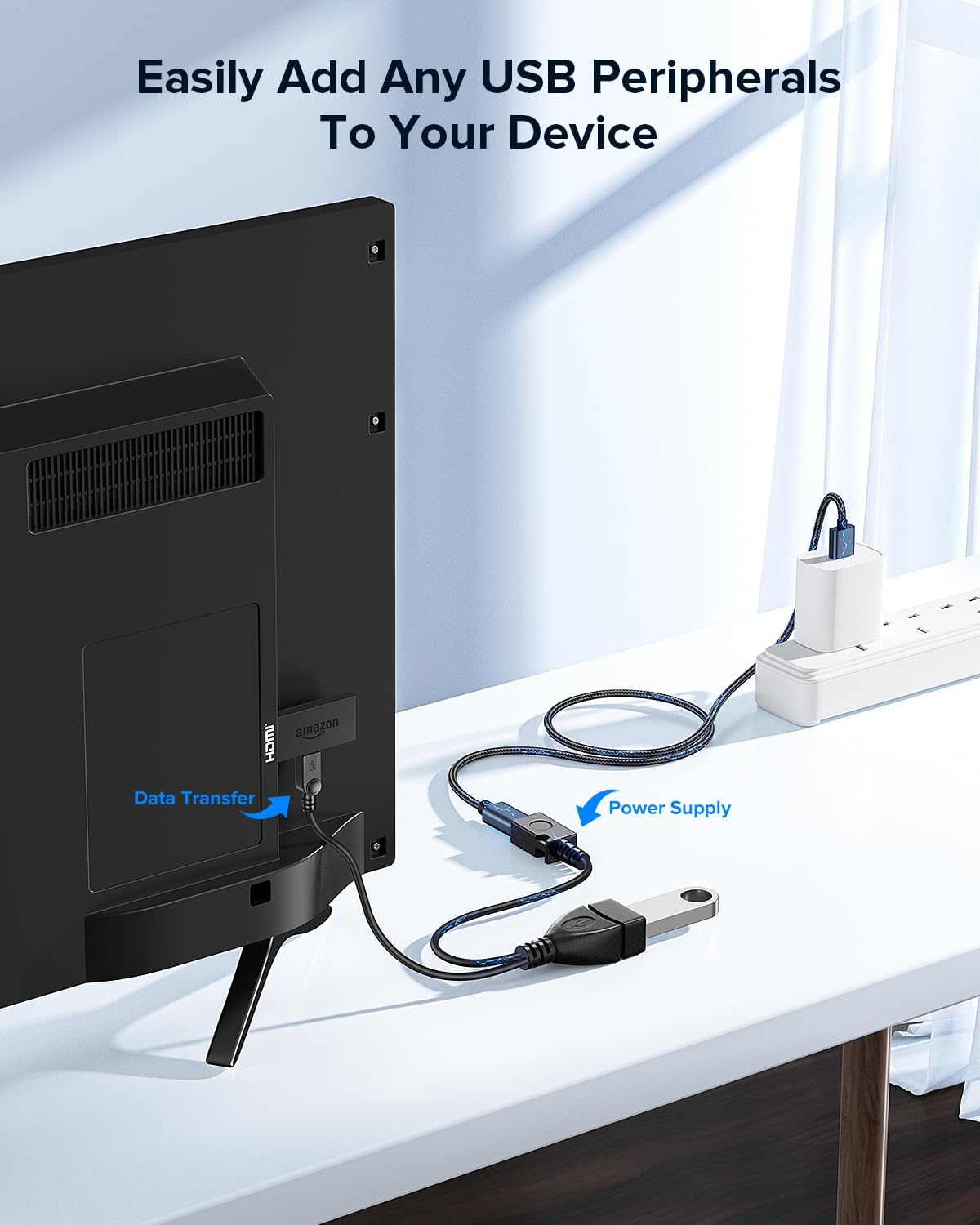 TRAHOO2in1 Micro USB (OTG Cable with Power) Adapter Replacement for