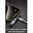 TRAHOO2in1 USB C to USB 3.2 Adapter with 100W Charging Port