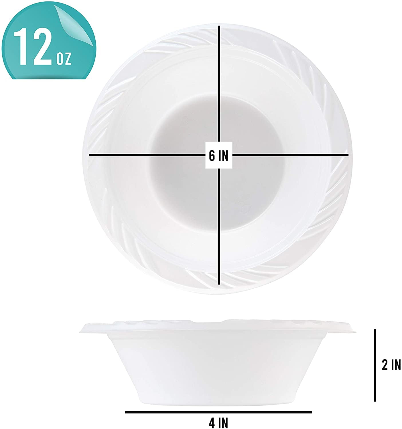 TRAHOO200 Count Disposable 12 ounce White Plastic Soup Bowls