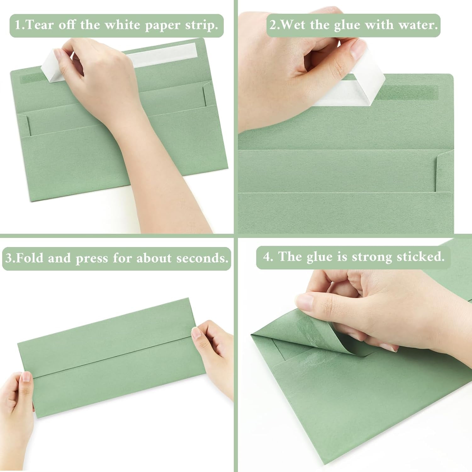 TRAHOO200 Pack 10 Business Envelopes, Sage Green Standard Envelopes