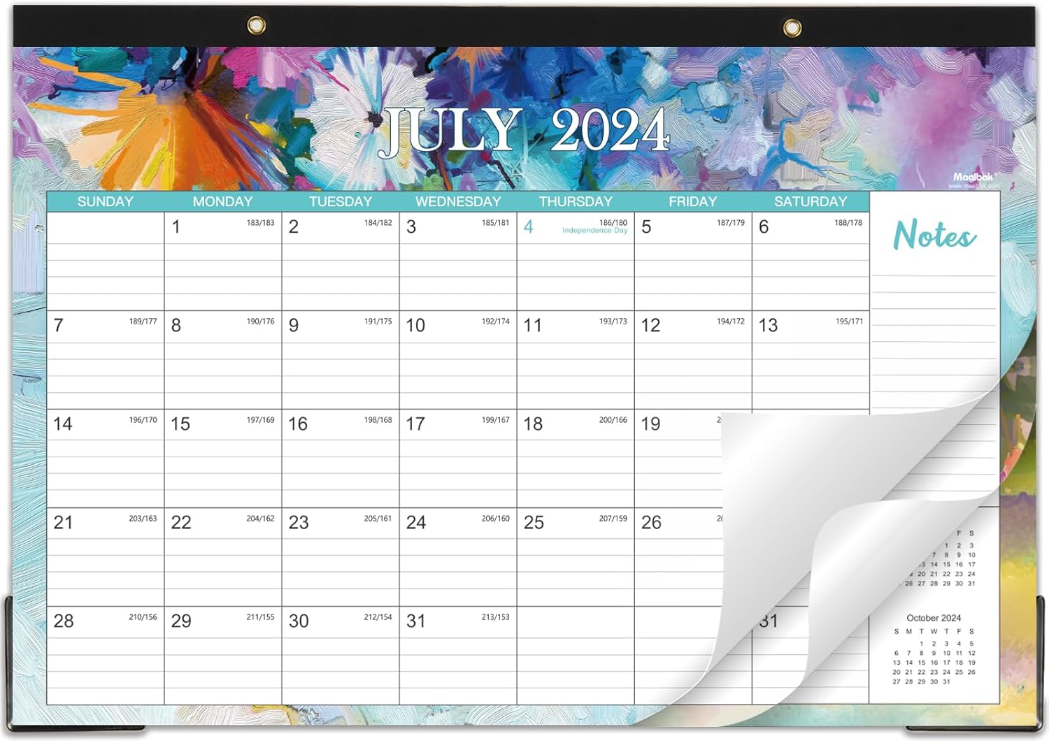 TRAHOO20242025 Desk Calendar July 2024 December 2025, 18 Months