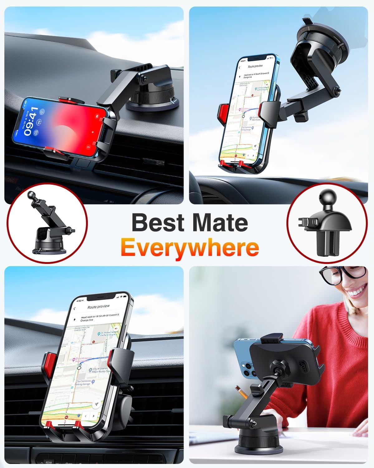 TRAHOO[2024 Upgrade Phone Holders for Your Car [Super Suction Cup