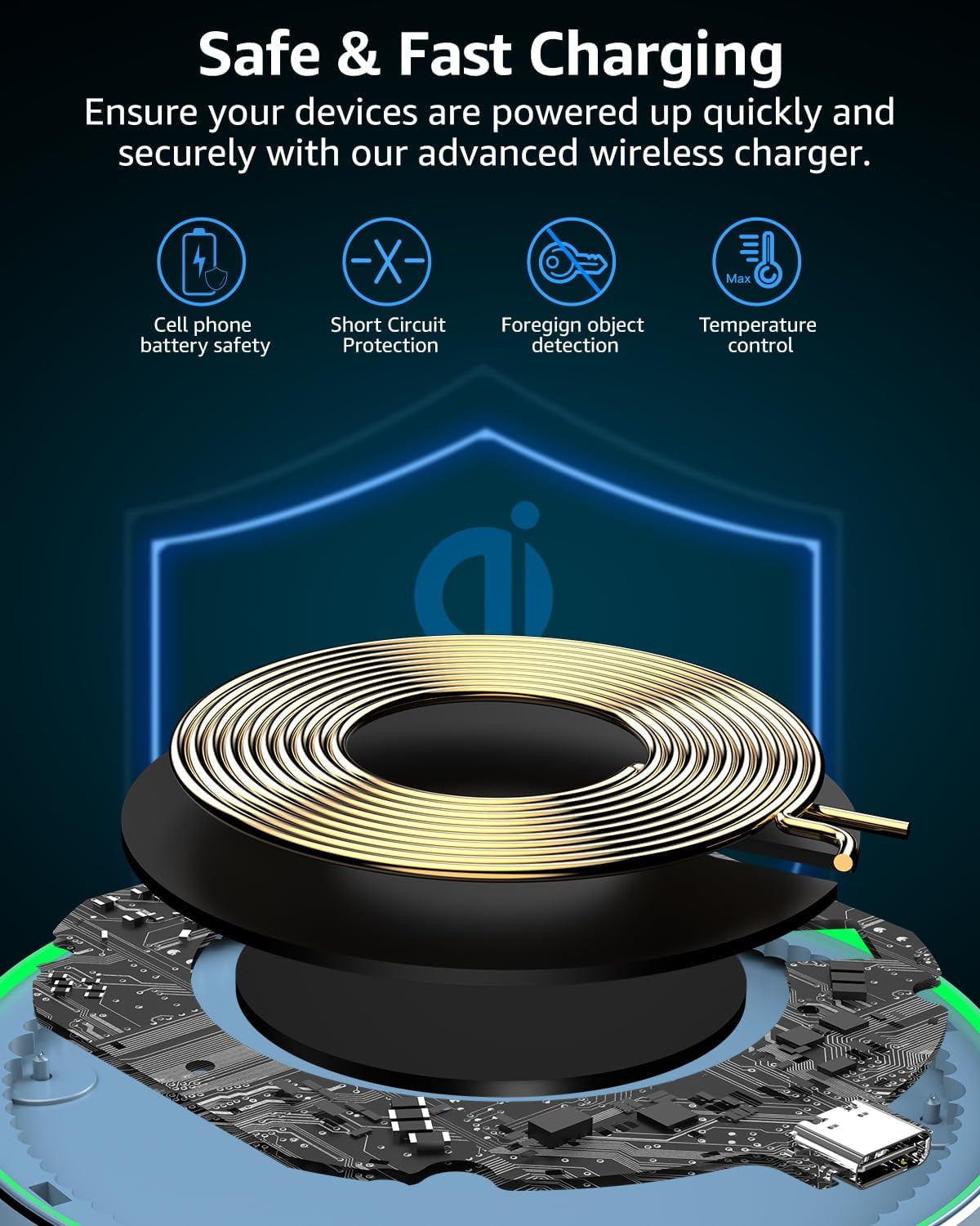 TRAHOO2024 Upgraded Wireless Charger 15W Max Fast Wireless Charging