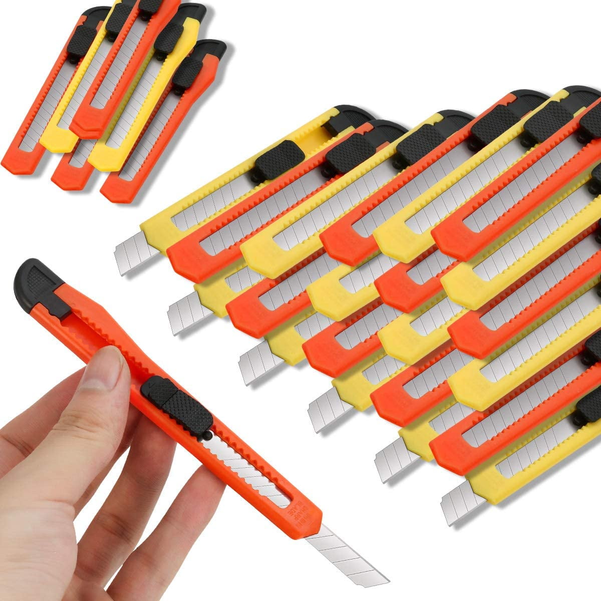 TRAHOO24 Pack Box Cutters Bulk (9mm Wide Blade Cutter) Utility Knife