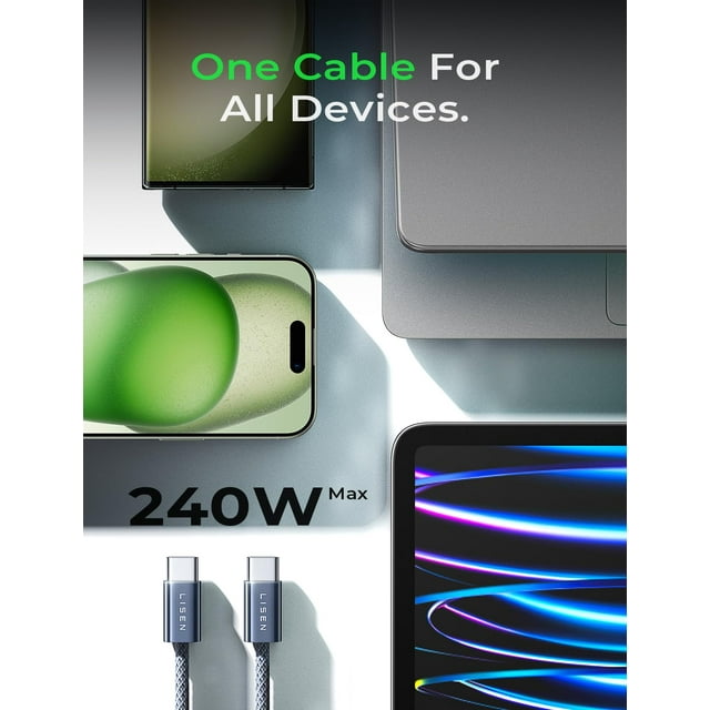 TRAHOO240W USB C to USB C Cable [10ft+6.6ft], Certified iPhone 15