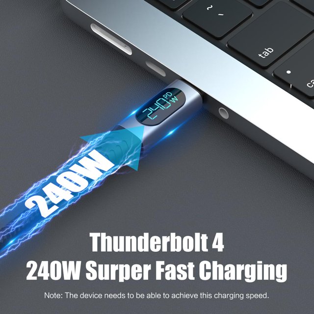 TRAHOO240W USB C Cable Thunderbolt 3 USB4 3FT LCD Power Display PD