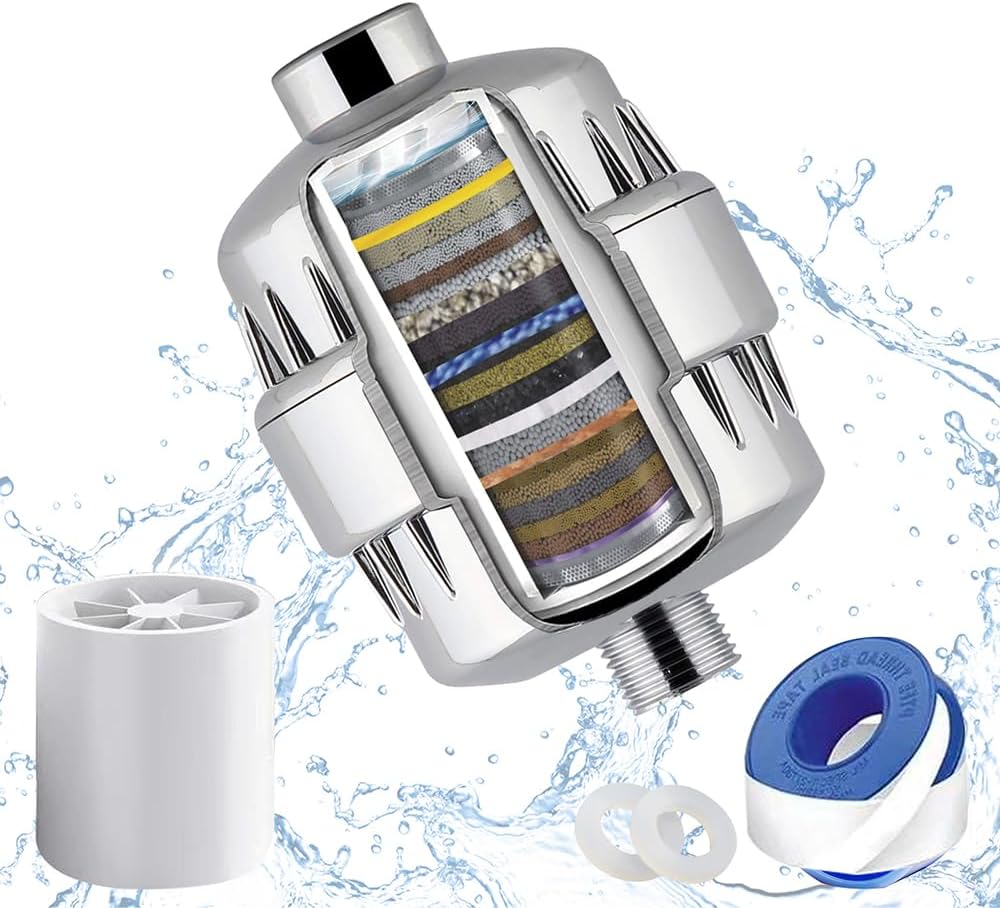 TRAHOO25 Stage Shower Head Filter for Hard Water, Shower Water Filter