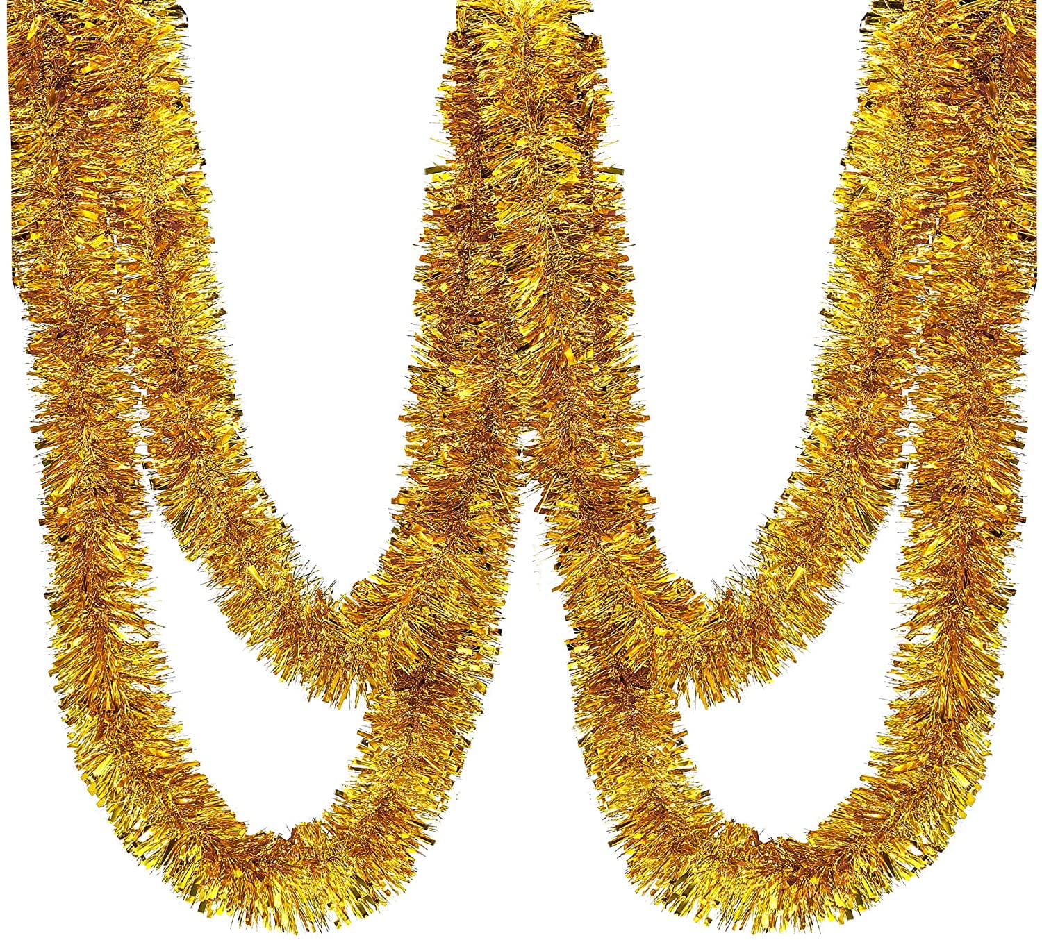 25-Foot Gold Metallic Tinsel Twist Garland for Festive Decor