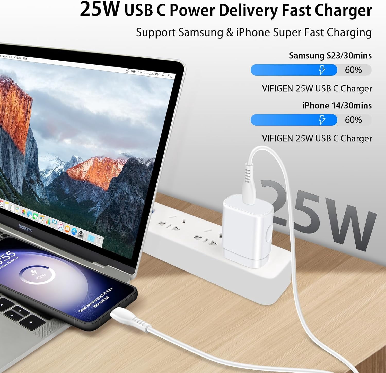 TRAHOO-25W Samsung Fast Type C Charger for Samsung Galaxy A15 5G A54 A14 5G A25 A53 A23 A13 A03s A04s S24 Ultra S23 S22 S21 FE S20 Z Fold 5 Flip 5,Pixel 8 Pro 7a,USB C Charger Block 6FT C Type Chargi