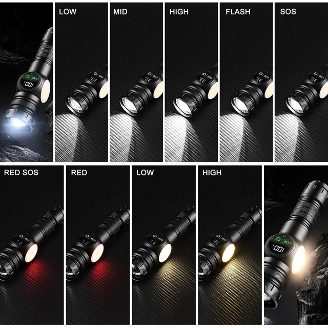 TRAHOO3 in 1 Rechargeable Flashlight True 5000 Lumens Outdoor Strong