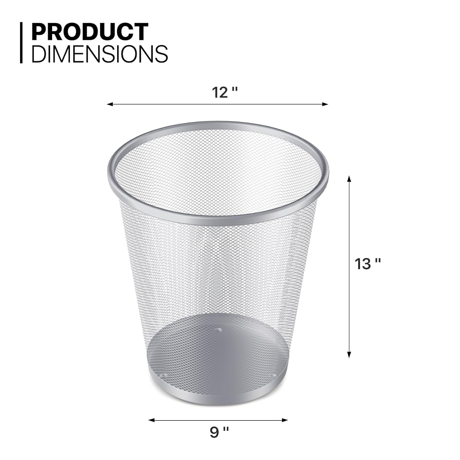 TRAHOO3Gallon Mesh Trash Can for Office Small Metal Wire Garbage Bin