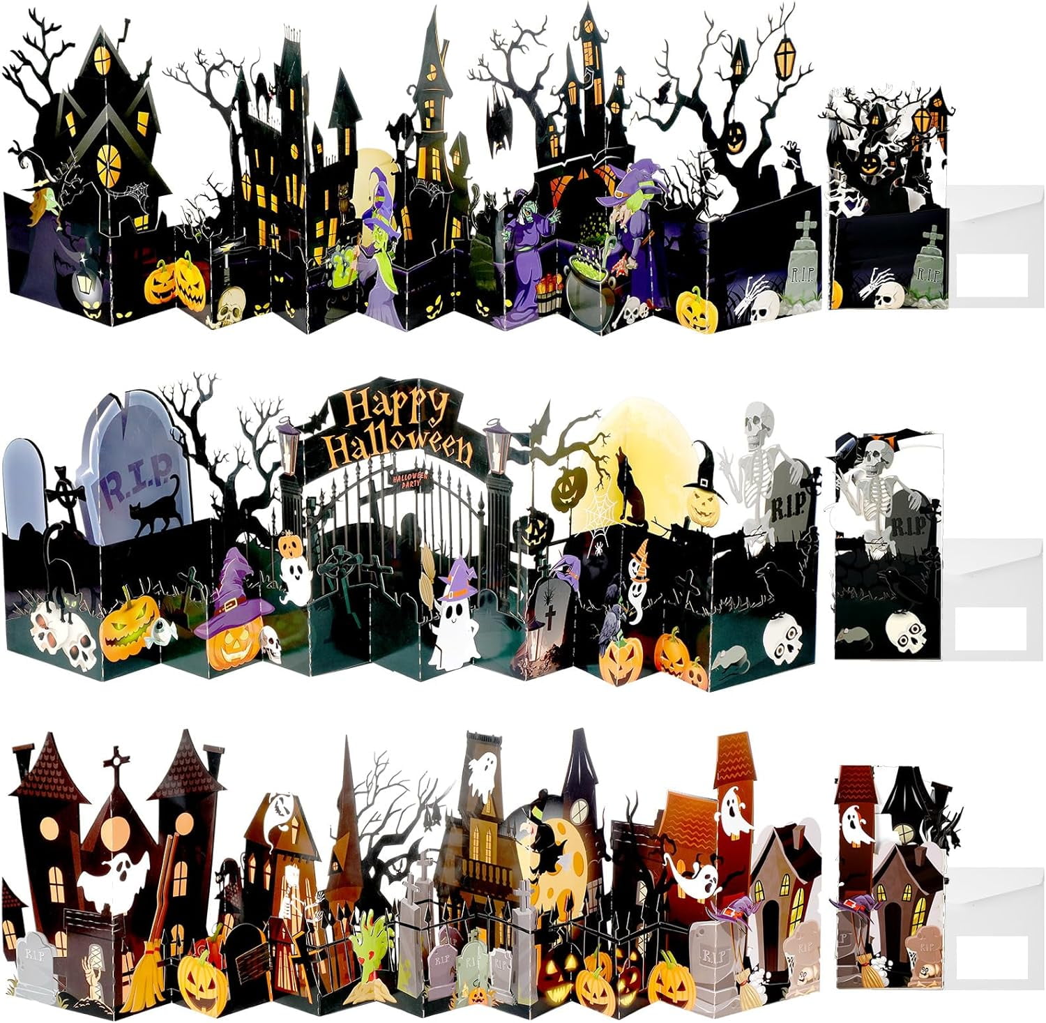 TRAHOO-3 Pieces Halloween Pop Up Card 3.3 ft Halloween Greeting Cards ...