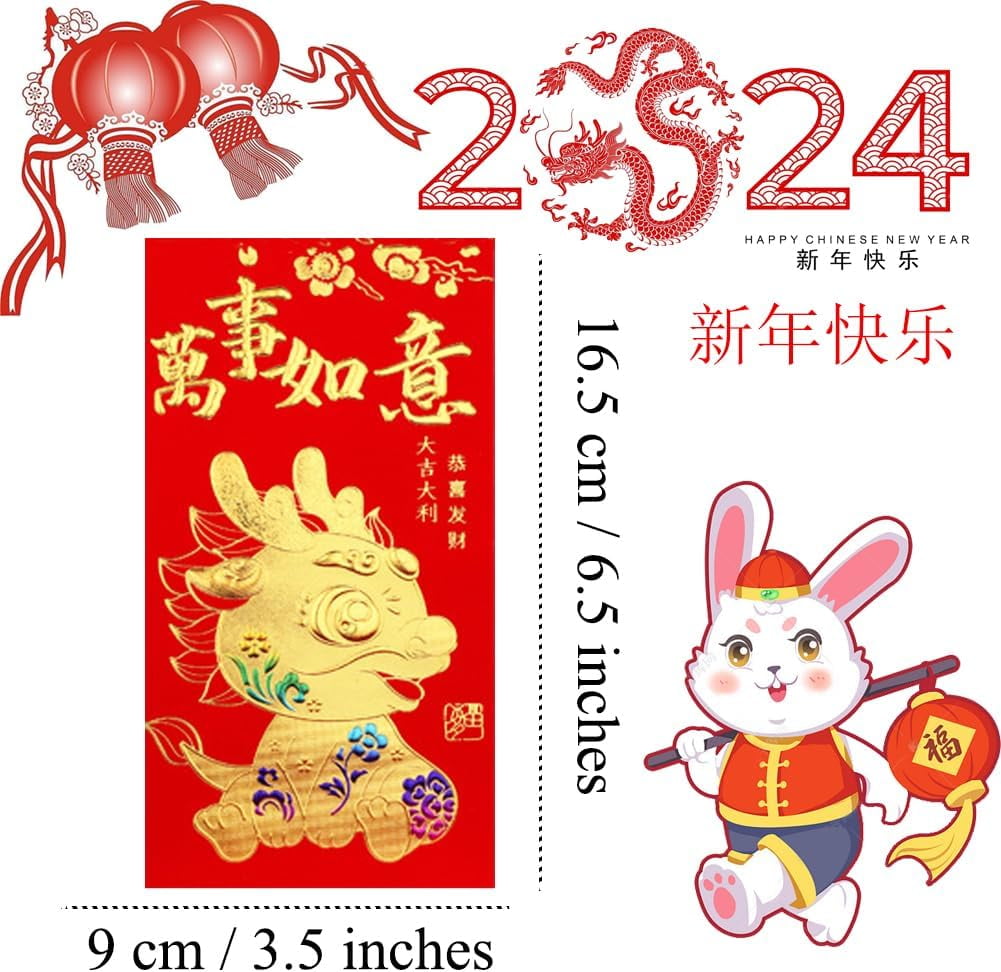 TRAHOO36 Pieces Chinese New Year Red Envelopes 2024, Lunar New Year of