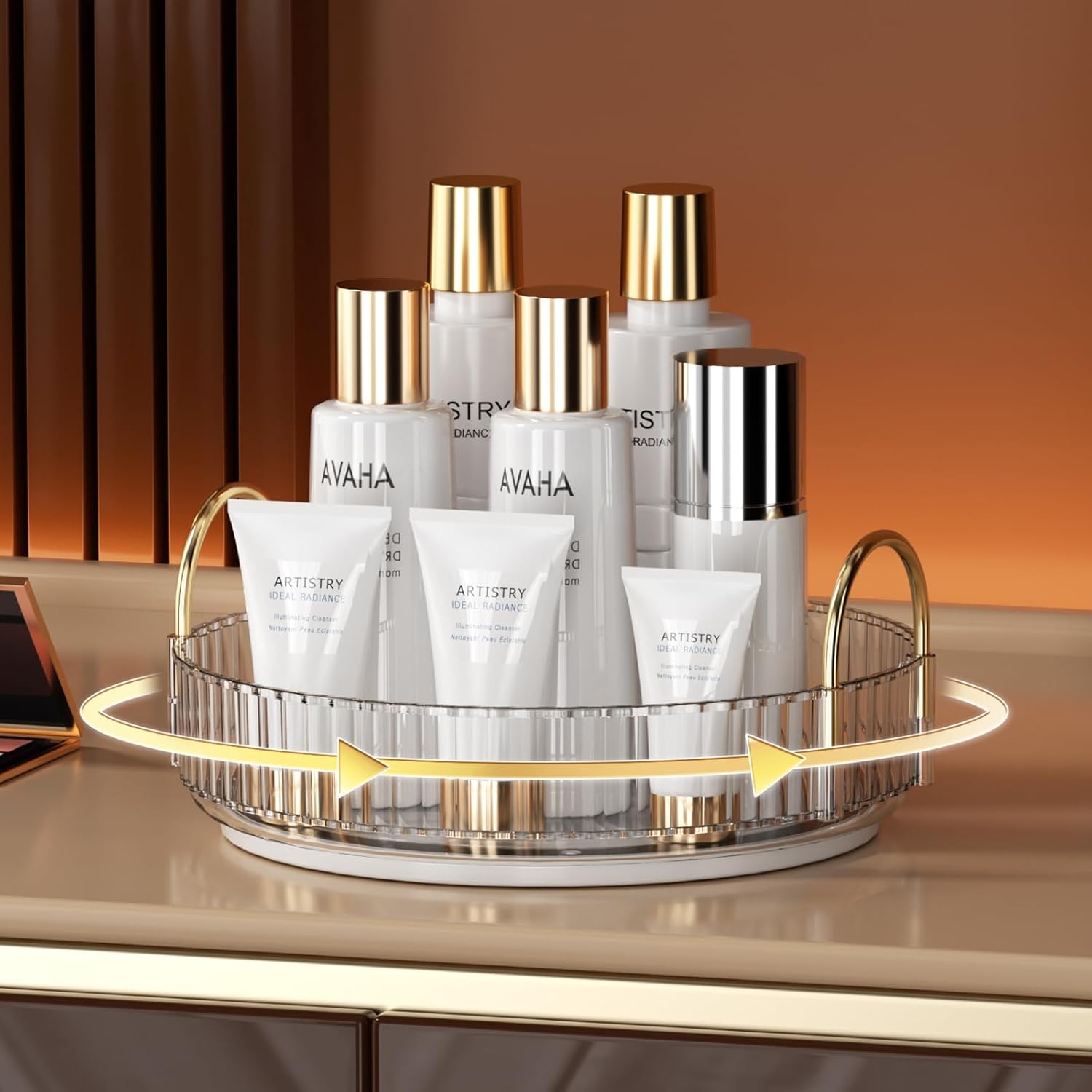 TRAHOO360 Rotating Makeup Organizer and Storage for Vanity Countertop