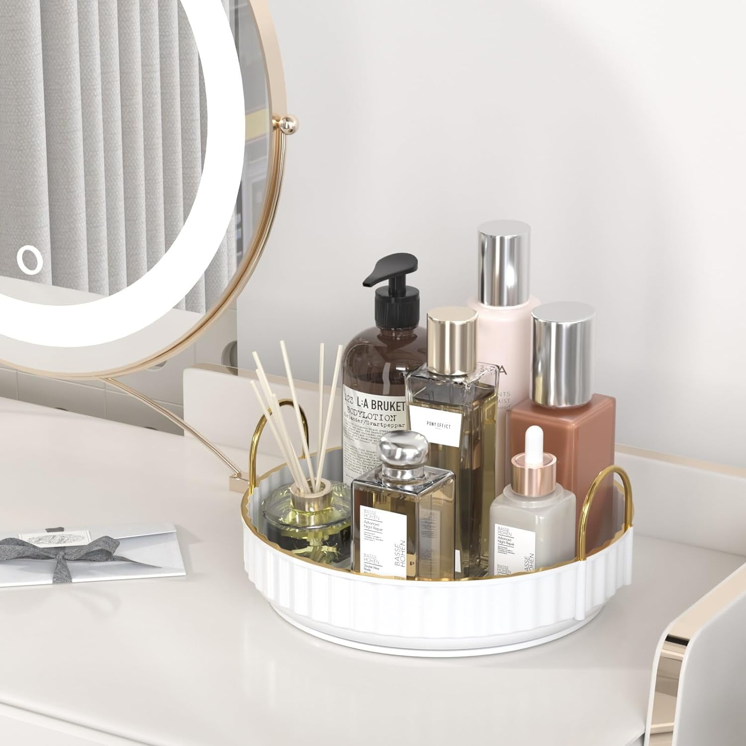 TRAHOO-360° Rotating Skincare Organizers, 9" 1 Tier Perfume Makeup ...