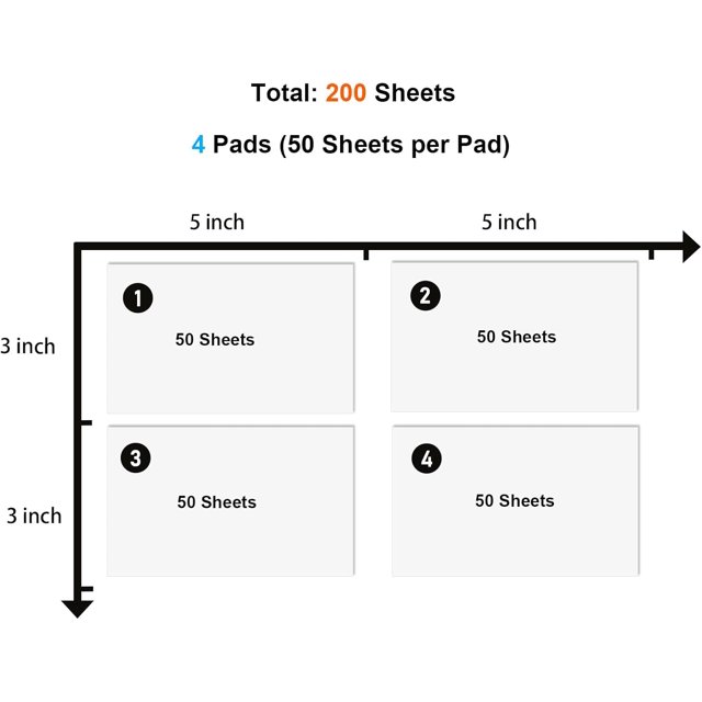 TRAHOO3x5 Inch Transparent Sticky Notes, 200 Sheets Large Translucent