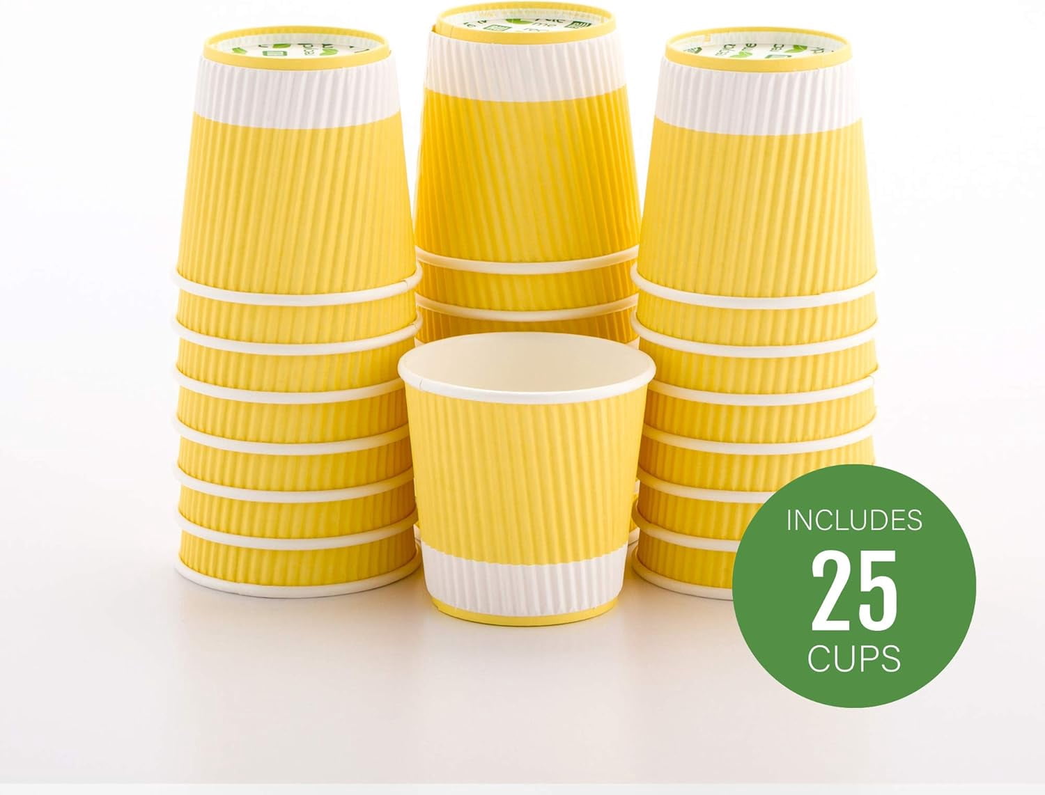 TRAHOO-4 Ounce Paper Coffee Cups 25 Ripple Wall Disposable Paper Cups ...
