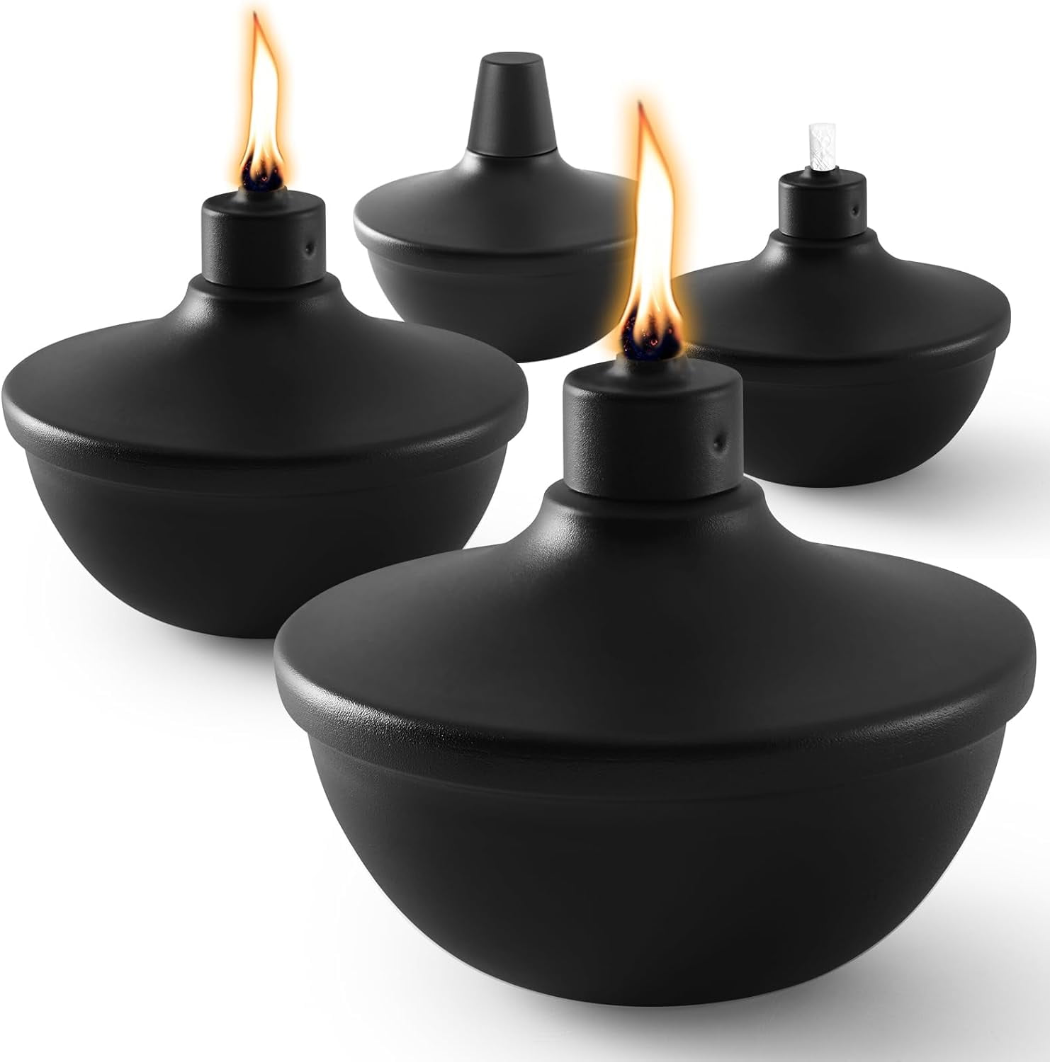 TRAHOO-4 Pack Metal Table Top Torches,23.5 oz Citronella Torches for Outside,Refillable Flame Light Torch with Wicks and Covers for Party, Garden Decor,DIY