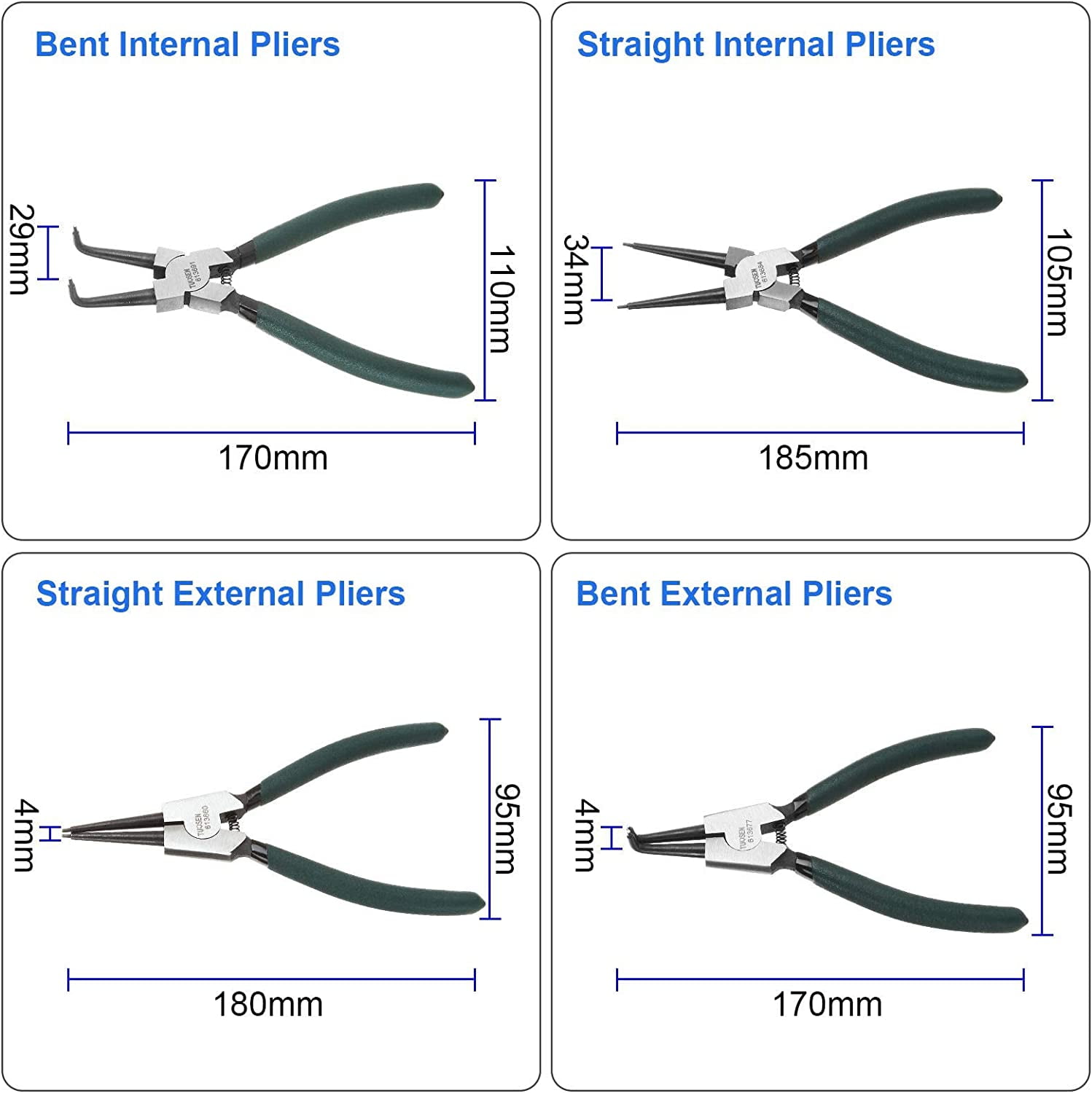 TRAHOO4 Piece 7 Inch Internal/External Snap Ring Pliers Set Heavy Duty